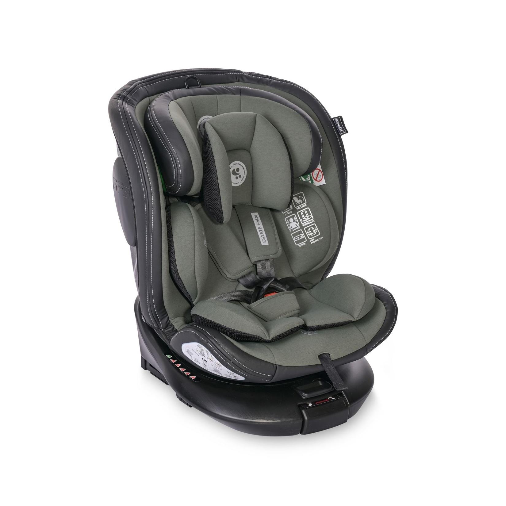 Lorelli Kindersitz Estate i-Size (40-150cm) Isofix, Stützbein, Sitz 360° drehbar grün