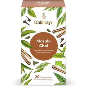 Dallmayr Tee Pyramiden Masala Chai, BIO, Chai- & schwarzer Tee, 60 g, 20 Pyramidenbeutel