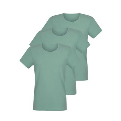 Unterhemd LISCA "3er Pack Herren T-Shirt Odysseus", Herren, Gr. XL, 3 Stk., N-Gr, aloe grün, Single-Jersey, , Basic, gerade, Rundhals, Unterhemden Unterhemd
