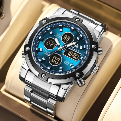 Inspire Essentials OLEVS Multifunction Waterproof Electronic Watch For Men With Luminous Display blue