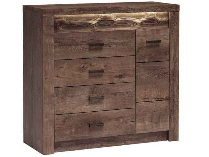 Grande commode design cendre foncé avec poignées en acier