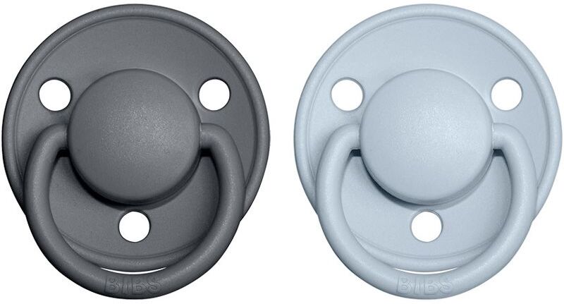 BIBS De Lux Natural Rubber Size 2: 6+ months tétine Iron / Baby Blue 2 pcs
