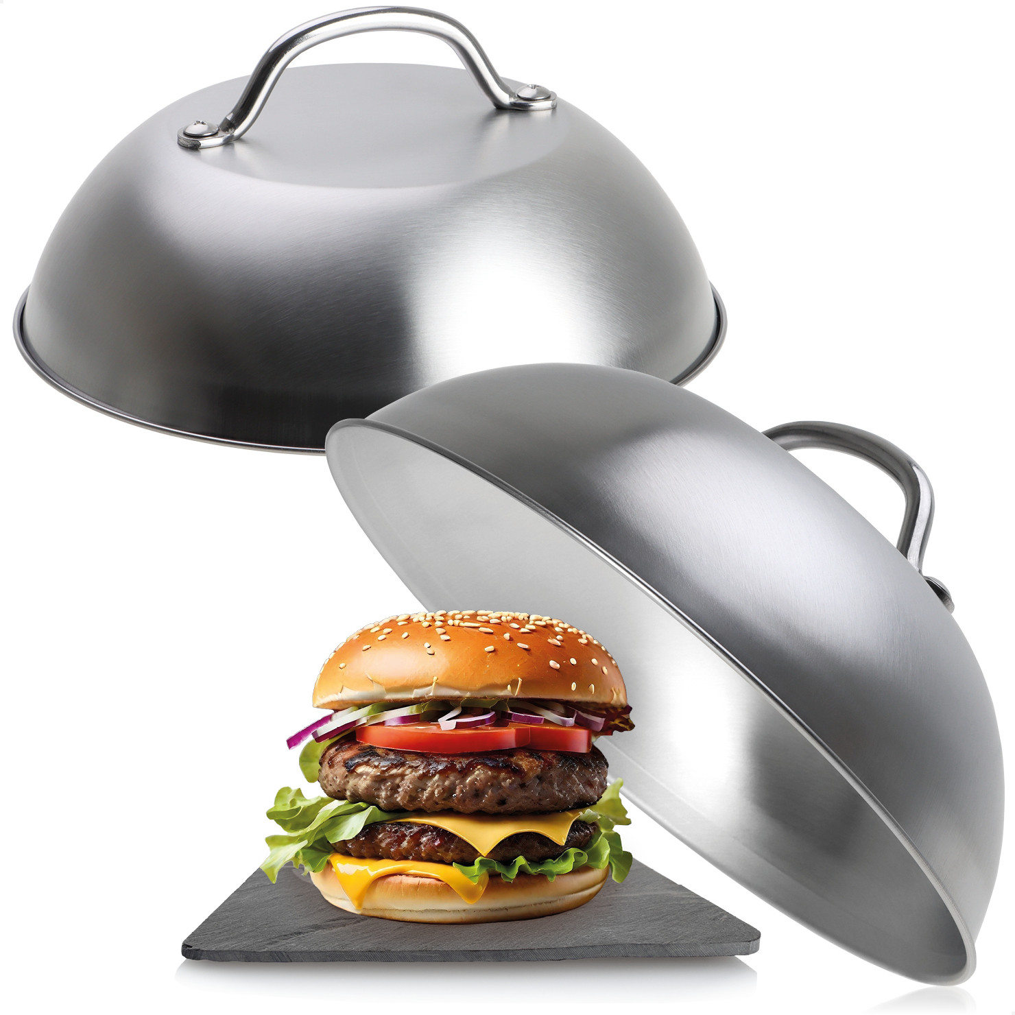COM-Four 2 stuks burgerbel van roestvrij staal 304 smeltgietvorm voor cheeseburgers