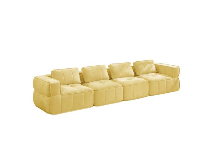 Canapé modulable en polyester jaune