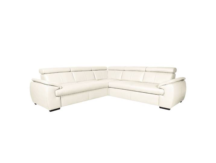 Ecksofa mit Schlaffunktion Typ B Weiß/Altweiß Echtleder Mabel 265 x 82 x 265cm Schlaffunktion davorstehend links mit Schlaffunktion Modern