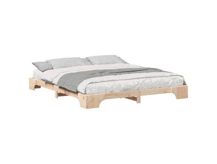 PUGYNBK Bettgestell Braun 180 x 210 cm Kiefer massiv Lattenrost, modernes Design, fester Stand, ohne Lattenrost, einfache Reinigung