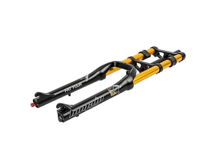 HIMALO 26 Zoll Fahrrad Federgabel 4,0'' Reifen Fette Gabel Gerade Doppelte Schulter Downhill MTB Luftgabel Federweg 160mm Zugstufe Einstellbar Manuelle Sperre(Gold)
