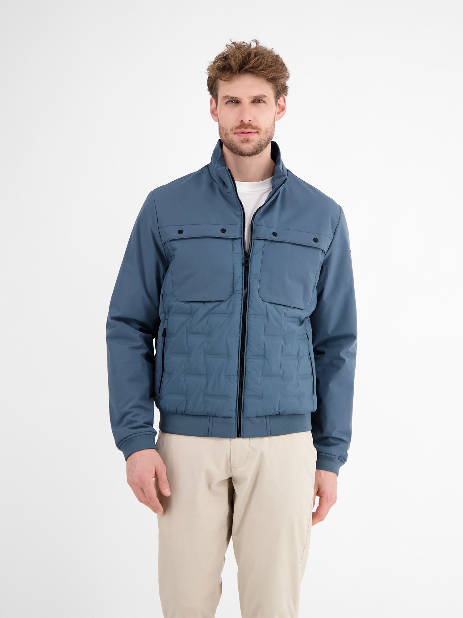 Steppjacke LERROS "Sportiver Blouson, gesteppt", Herren, Gr. XXL, blau (crispy blau), 100% Polyester, Jacken Steppjacke crispy blau XXL