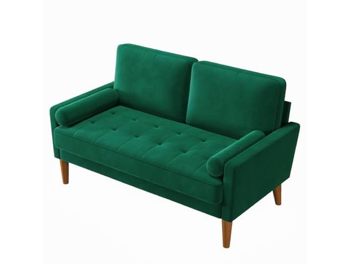 Vesgantti Couch 2 Sitzer, Samt Kleines Sofa mit 2 Wurfkissen, Modern Mini Sofa, Getuftetes Kleine Couch für Wohnzimmer/Schlafzimmer/Büro/Wohnung, 121x 77 x 87cm, Grün