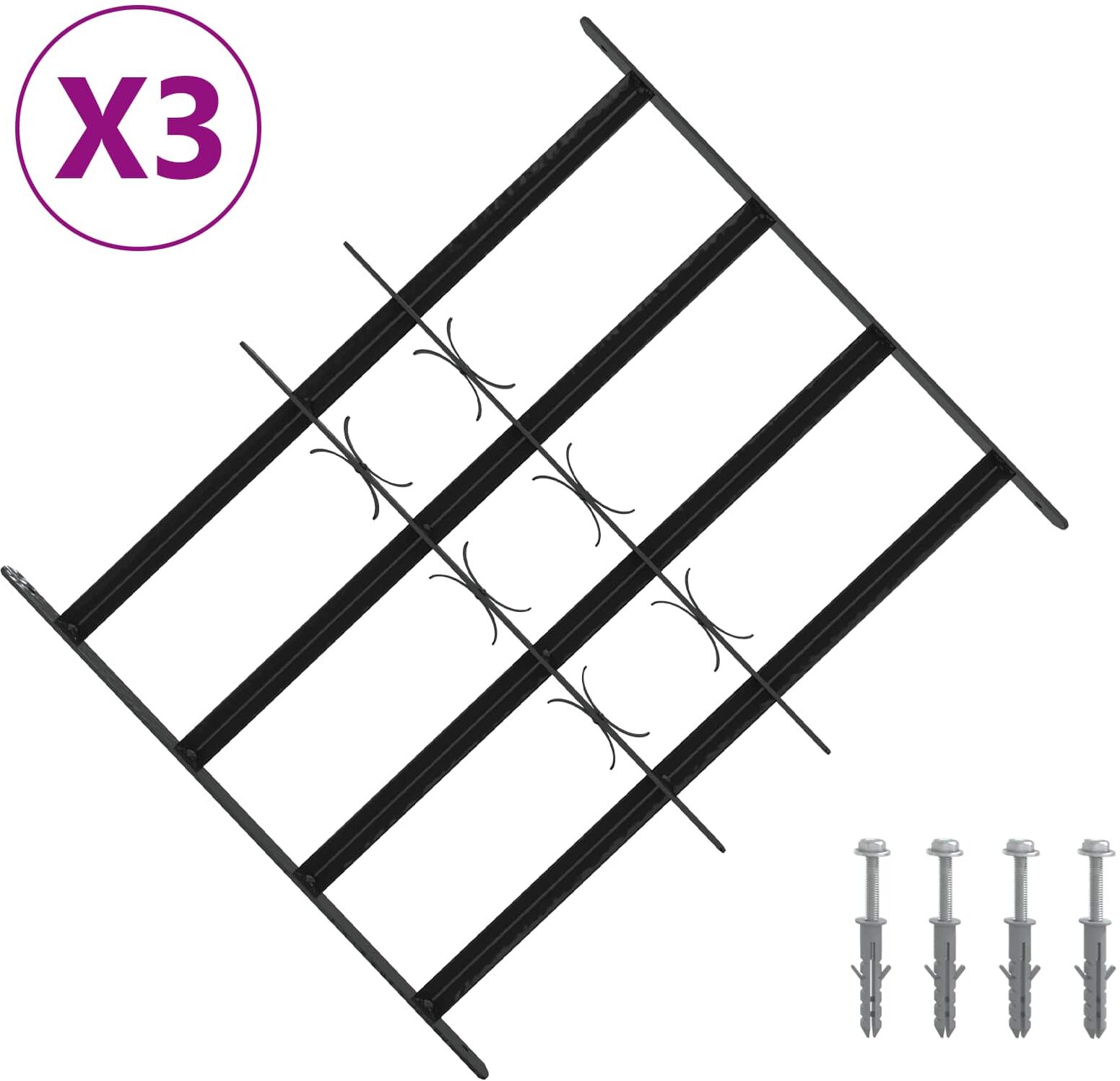 vidaXL Security Grille for Windows with 4 Crossbars 3 pc 43-74 cm