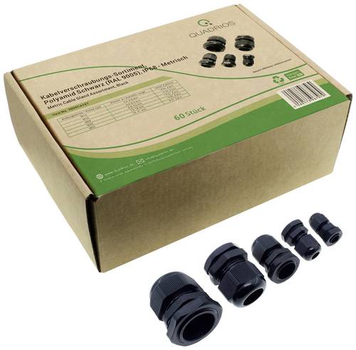 Quadrios 2009CA107 Kabelverschraubung Sortiment PA66 Schwarz (RAL 9005) 1 Set