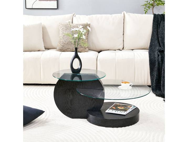 Table basse SENVIRO en verre au design italien 50x70 Noir transparent
