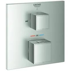 Grohe Grohtherm Cube Fertigmontageset 24155DC0 supersteel, UP-Wannen-Thermostat mit 2-Wege-Umstellung