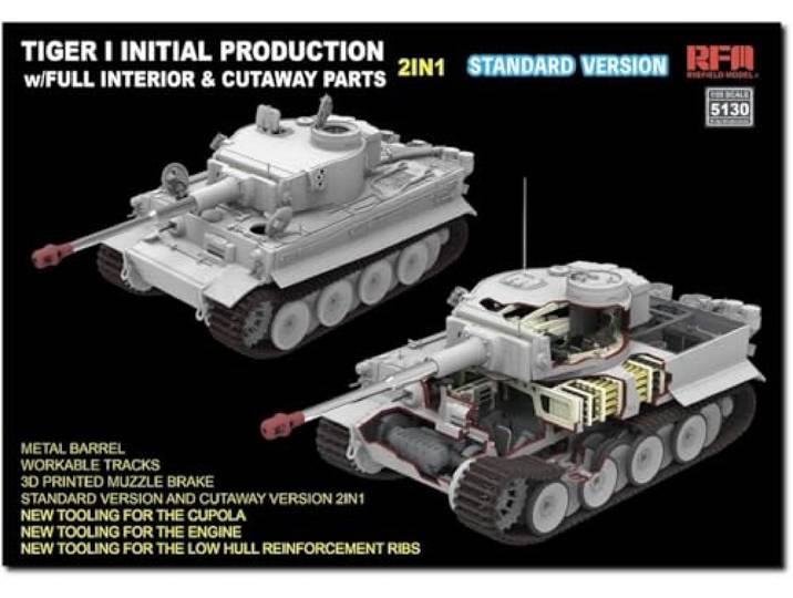 Raifield Modell RFM5130 Tiger I Schwerer Panzer Anfang 1943 mit Innenteilen und Coupons Normaledition Kunststoffmodell
