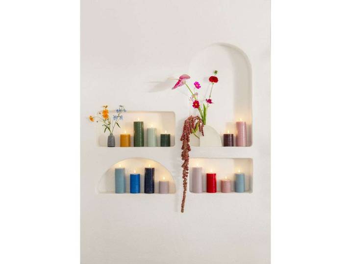 LED-Stumpenkerze, 10cm, olivgrün, Echtwachs - Uyuni Lighting - Wohnzimmer - Sonstige