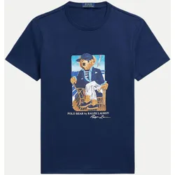 T-Shirt mit Polo Bear Grafik Blau XL