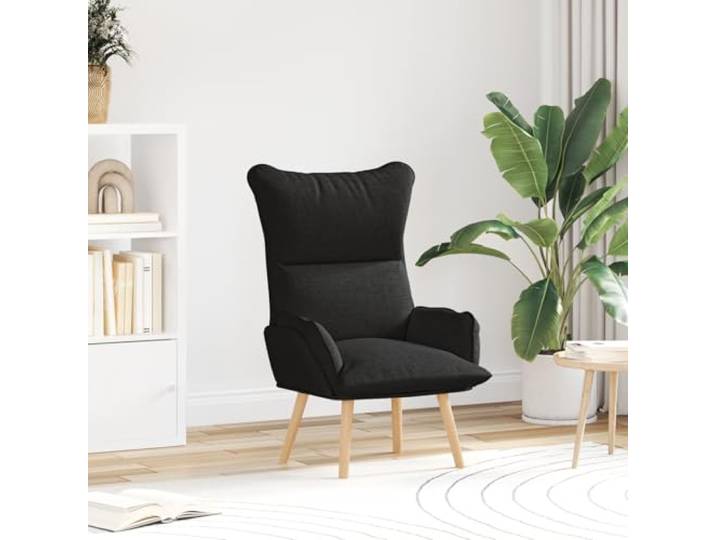 HEFZGDB Relaxsessel Schwarz Stoff mit ergonomischem Design und bequemer Polsterung Wohnzimmer Schlafzimmer oder Büro als gemütlicher Lesesessel 4 Kissen