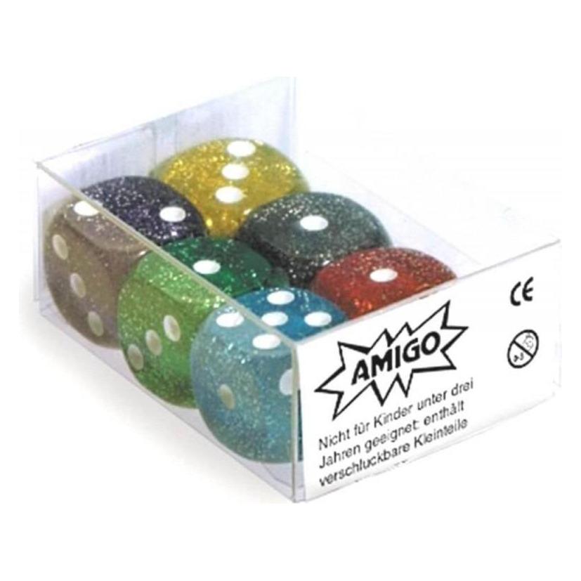 Amigo Würfel-Set - Glitter W6 (6 Würfel), verschiedene Farben (00059)