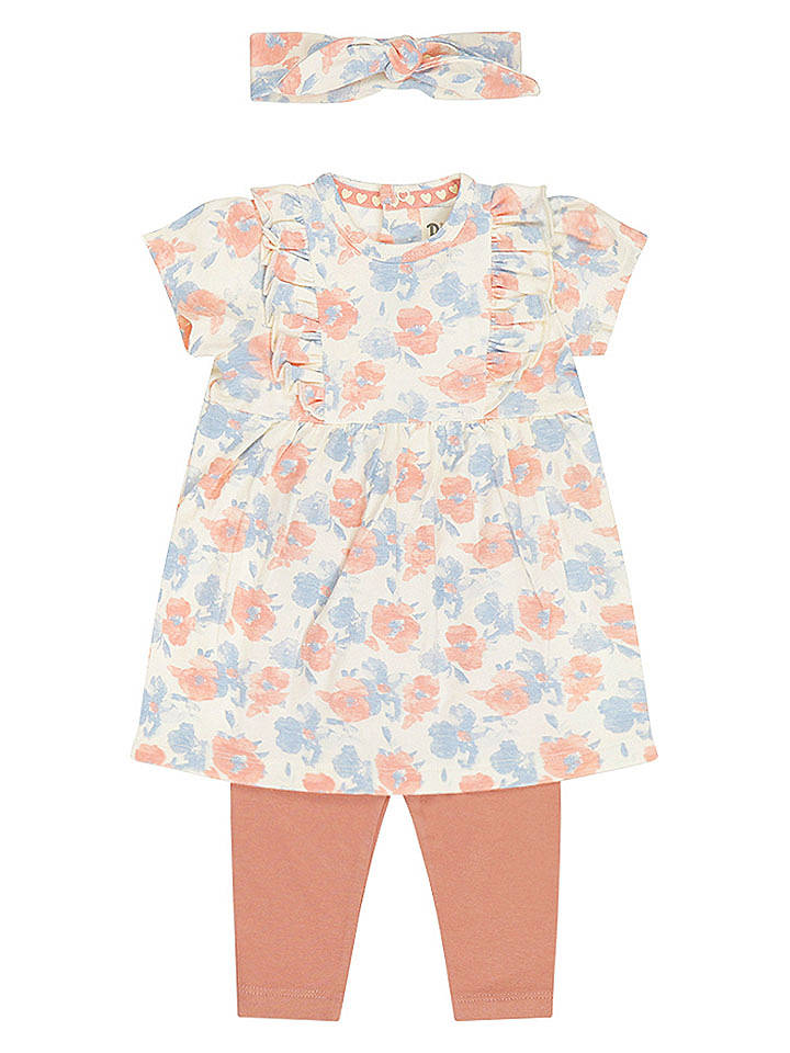Dirkje 3tlg. Outfit in Orange/ Hellblau - 86