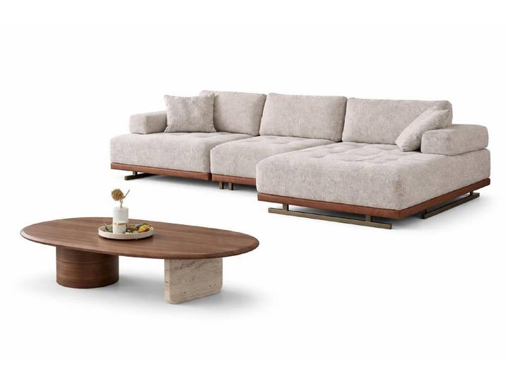 JVmoebel Ecksofa Wohnzimmer Set Moderner Stil Beige Elegantes Design Weiches Sofa, 2 Teile