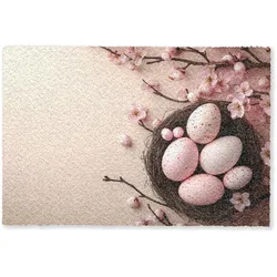 FUSSMATTE Rosa - Blüten - Eier Teppichmatte 90x60 cm