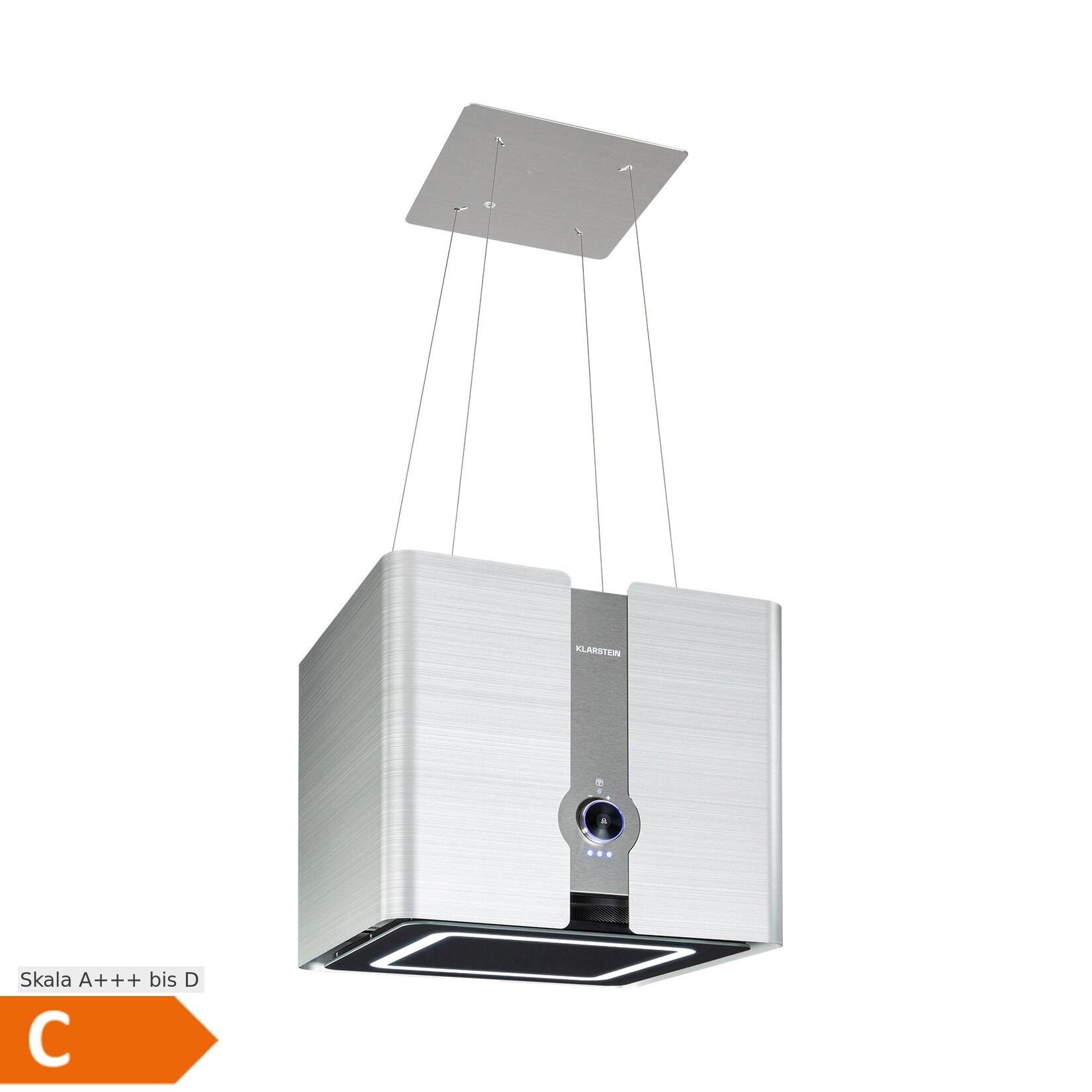 Futurelight Smart Inselabzugshaube Umluft 413m³/h LED Edelstahl Silber