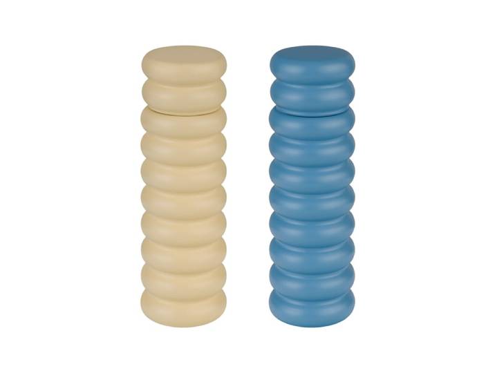 Noo.ma set 2 moulins à sel et poivre en hêtre laqué - bleu et jaune