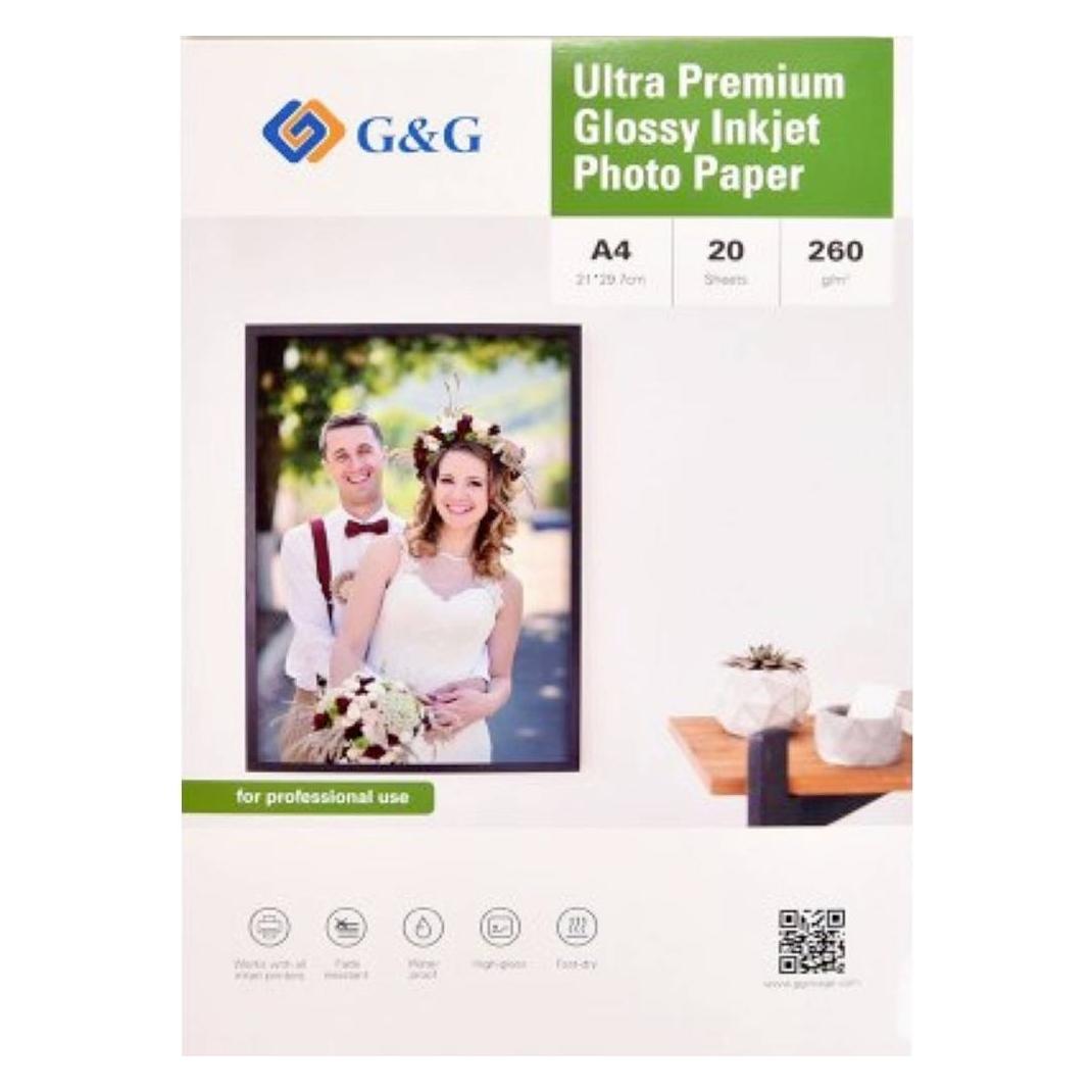 G&G Ultra-Premium Fotopapier 20 Blatt DIN-A4 21 x 29,7 cm hochglänzend 260g/m² - (260 g/m², A4, 20 Stk.) (260GSM-A4-20)
