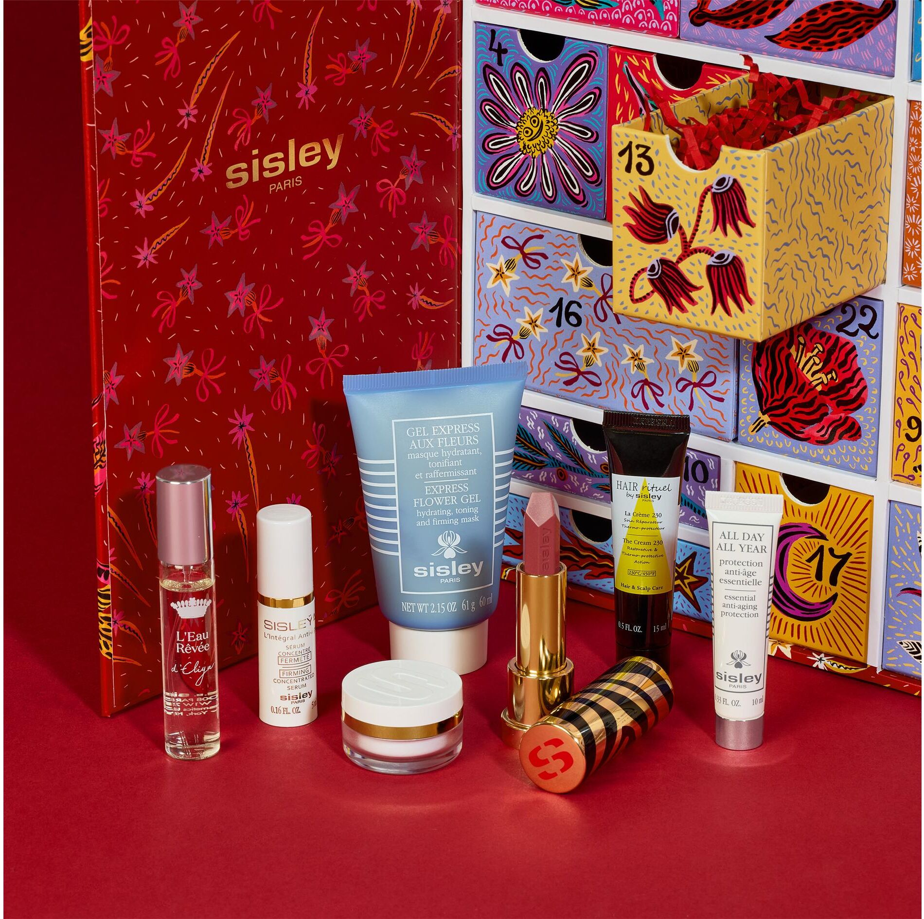 Adventskalender SISLEY "Adventskalender Weihnachten 2026", rot, Adventskalender, Adventskalender rot Einheitsgröße