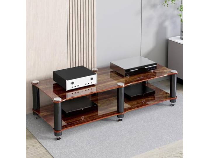 ZSCNYHMT Audio-Rack, Mehrstöckiger Stereo-Schrank Mit Glasböden Stabile unterstützung, vibrationsreduzierende details, für verstärker, player und audiogeräte(C,33cm/13in)