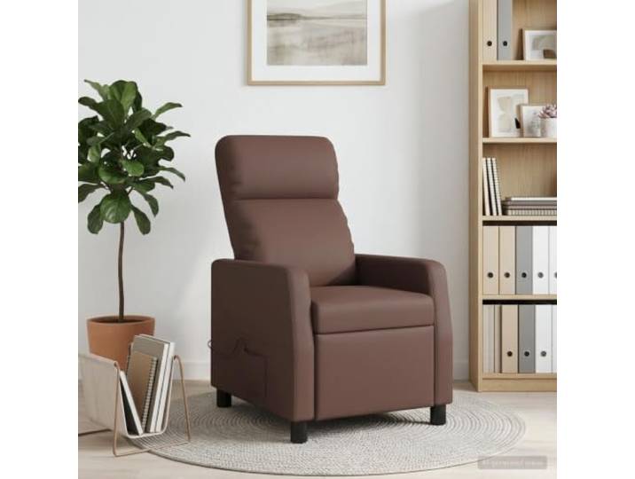 Relaxsessel Braun Kunstleder mit Neigefunktion Braunes Kunstleder,pflegeleicht,115°-160° Winkel,Schaumstoff-Füllung,Metall und Holzwerkstoffe