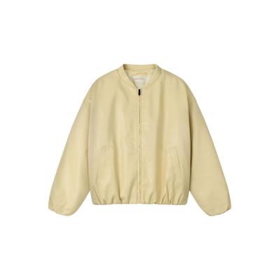 Bomberjacke ANOTHER COTTON LAB "Another Cotton Lab Another Bomber Jacket", Damen, Gr. XS, beige (gelb), 100% Nylon, unifarben, normal, amerikanischer Ausschnitt, Jacken Bomberjacke