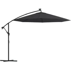 Helloshop26 - Seitlich angebrachter Sonnenschirm mit LED-Beleuchtung und 300 cm langem schwarzem Stahlmast 02_0008578