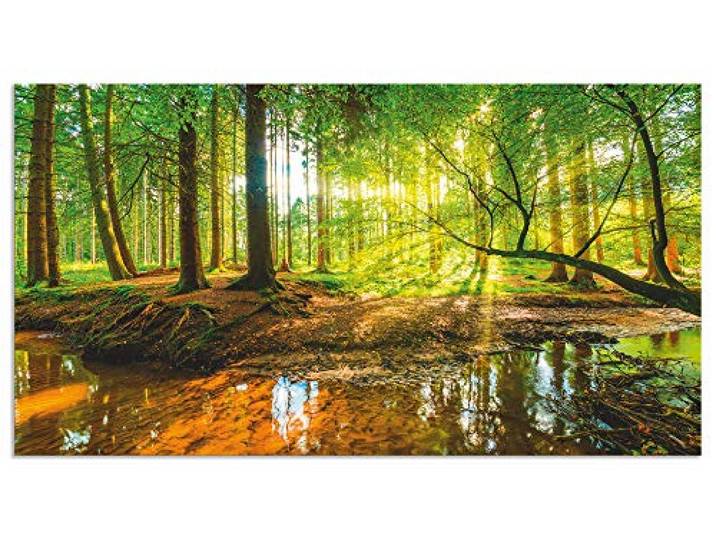ARTland Spritzschutz Küchenrückwand aus Alu für Küche Herd Spüle 65x120 cm (BxH) mit Motiv Natur Landschaft Wald Bäume Sonne Bach Landhaus Grün T9IO