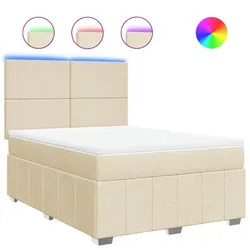 vidaXL Boxspringbett mit Matratze Creme 140x190 cm Stoff