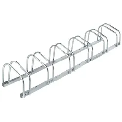 Relaxdays Silberner Fahrradständer für 6 Fahrräder Silber