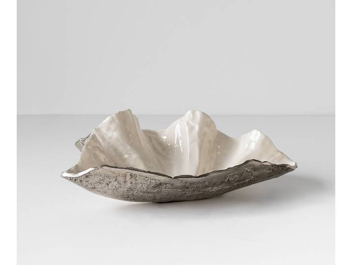Coupe décorative Aurelia l46 x P31 x H15 cm Aluminium Platin Opal Faite main