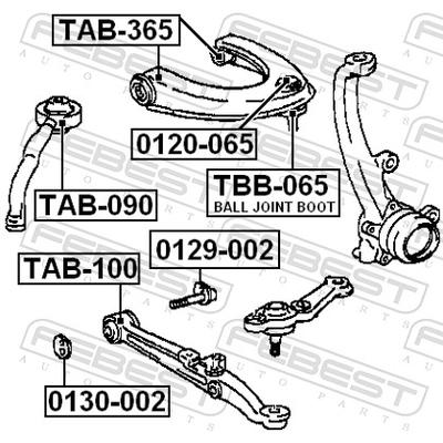 FEBEST Lagerung, Lenker Vorderachse oben TAB-365 für TOYOTA