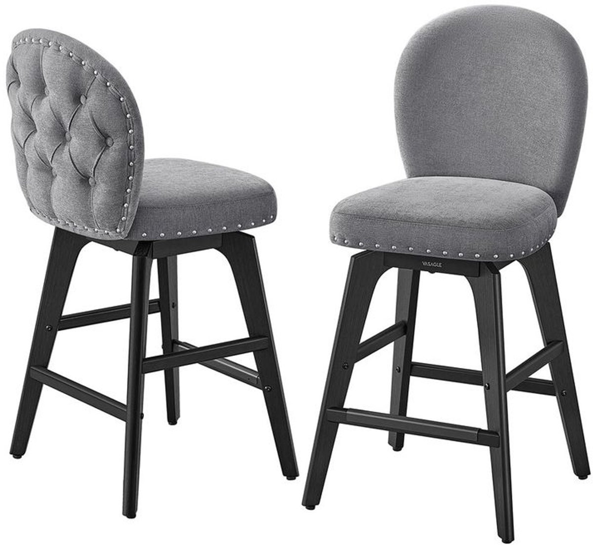 Songmics Set van 2 Draaibare Barstoelen met Chenillestof