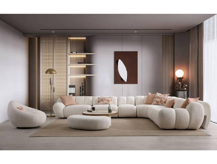 JVmoebel Ecksofa JVMoebel Weißes Wohnzimmer Set mit Ecksofa und Couchtisch