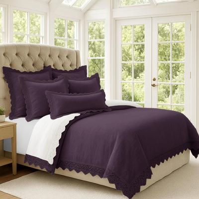 6ix Tailors Elsie Lace Eggplant 6 Piece Comforter Set