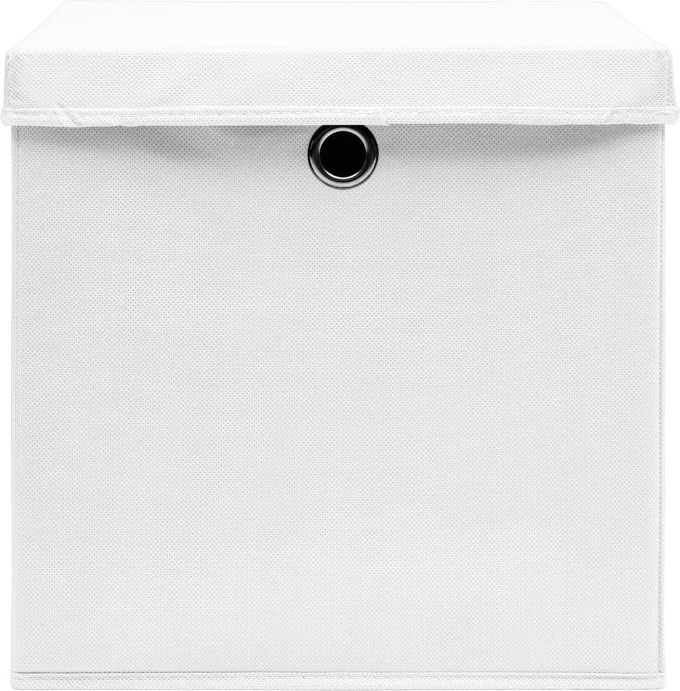 Rebrilliant Storage Boxes with Lids Fabric White 28cm H x 28cm W x 28cm D