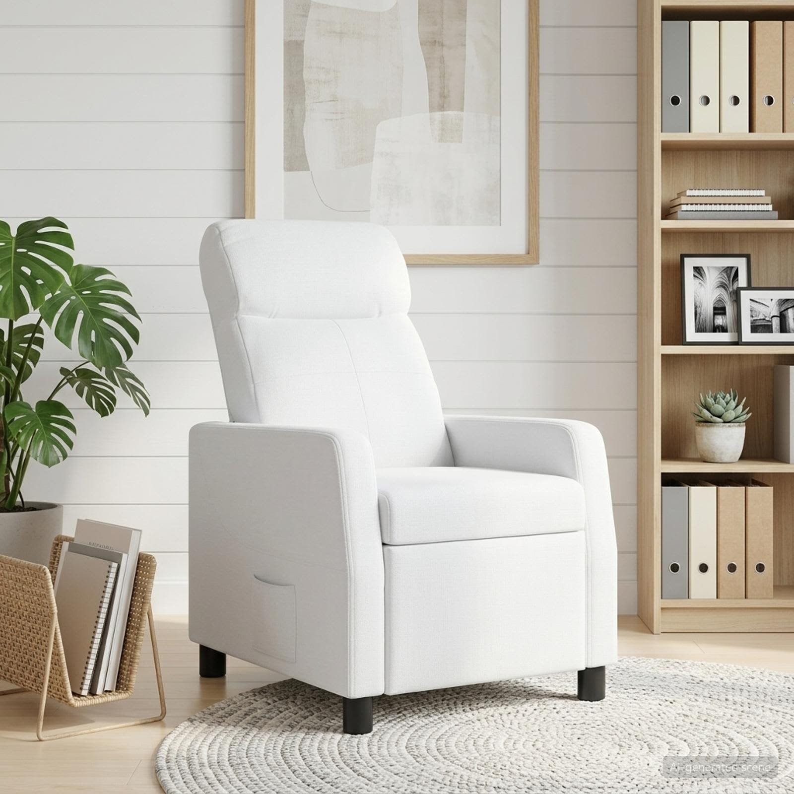 vidaXL Fauteuil inclinable Blanc Tissu
