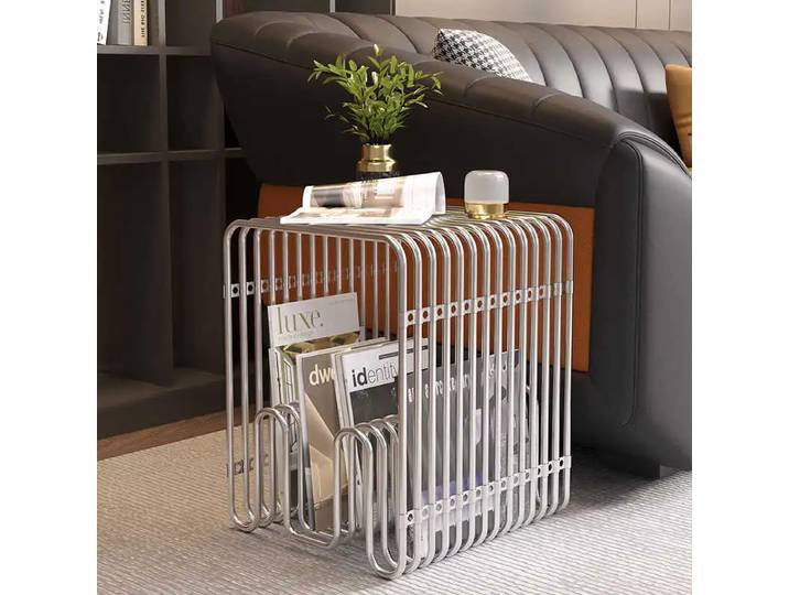 Porte-inspirer nordique simple en acier inoxydable, table d'appoint de luxe, présentoir de salle 191, armoire décorative au sol pour la maison