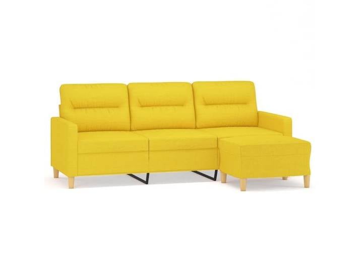 Tissu CANAPÉ FIXE - Magnifique - Canapé DOUBLE - Adultes/enfants - moderne et rectangulaire -avec repose-pieds Jaune clair 180 cm 17