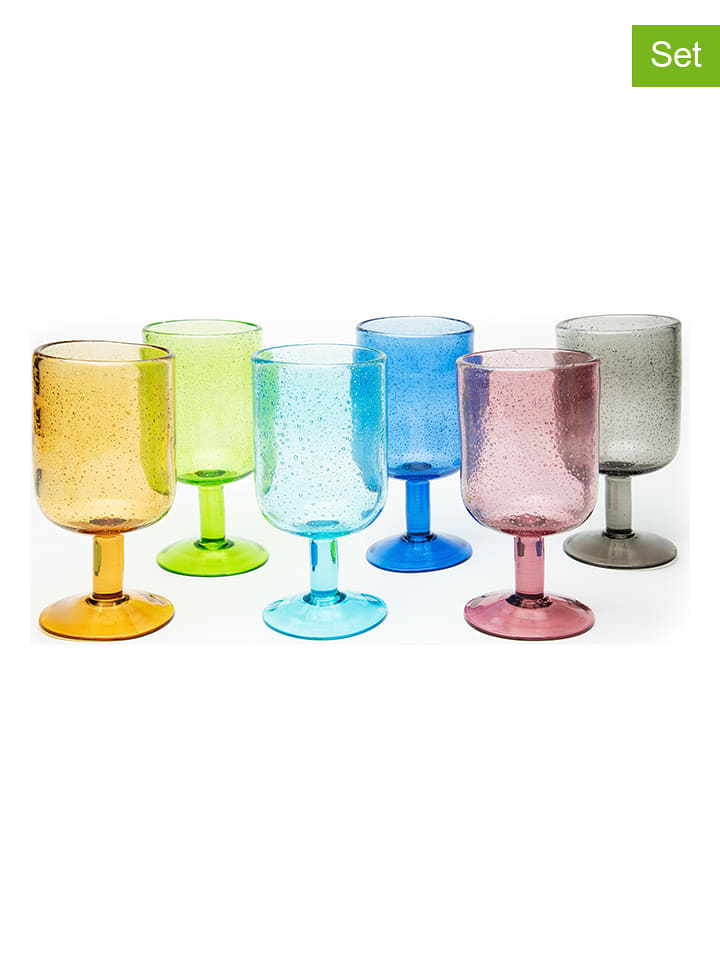Trendy Kitchen by EXCÉLSA 6er-Set: Weingläser "Color Bubble" in Bunt - 390 ml - onesize