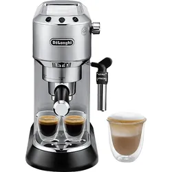 DELONGHI Dedica Style EC685.M - Professionelle Milchaufschäumung und schmales Design, Siebträger Espressomaschine Silber Matt