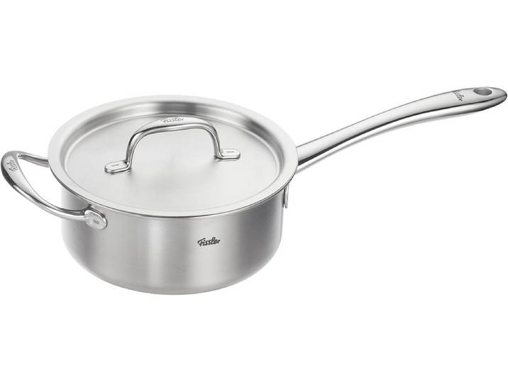 Kasserolle FISSLER M5 Pro-Ply Stielkasserolle mit Metalldeckel , silber (silberfarben), B:22,5cm H:13cm L:48,5cm Ø:20cm, Töpfe, Kasserolle, Kompakte Stielkasserolle mit Pro-Ply™ Technologie und Metalldeckel