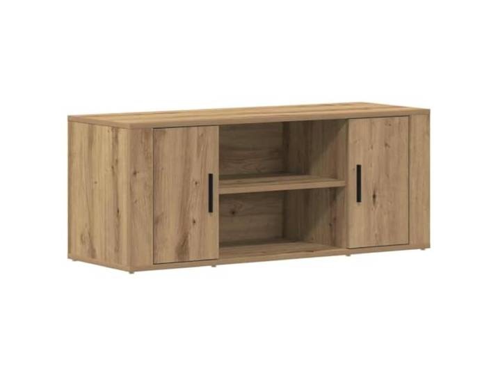 GKHPYURE TV-Schrank Eiche Handwerk 100 x 35 x 40 cm Mehrschichtholz Modernes Design, 2 Türen mit Stangengriffen, 1 Einlegeboden innen, pflegeleicht
