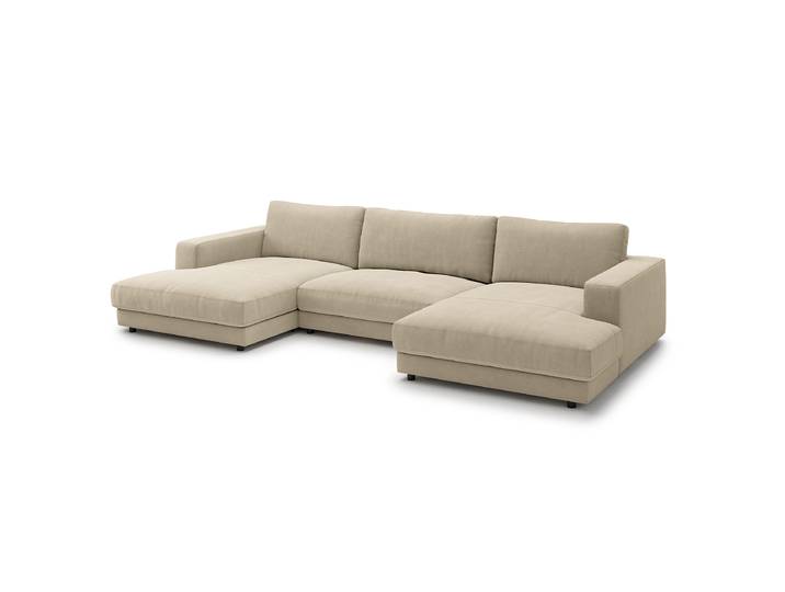 Wohnlandschaft Beige Webstoff Esila 190cm Gleichschenklig Modern Polyurethanschaum